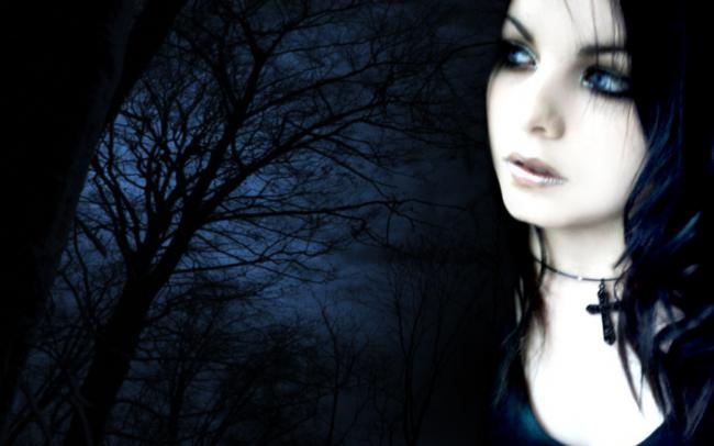 gothic,forest,sad,gloomy,girl